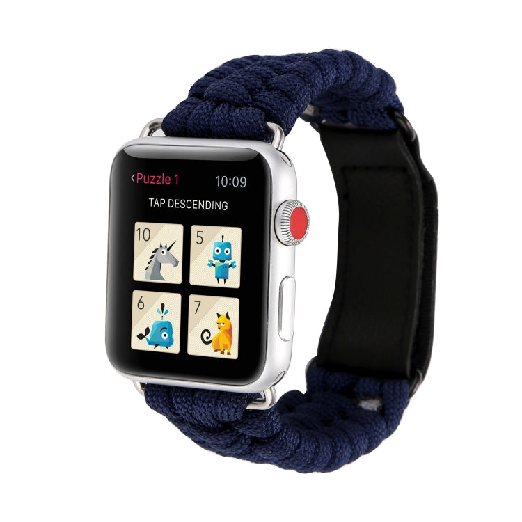 Magic Paste Echtes Leder Regenschirmseil Nylon Armband mit Edelstahlschnalle für Apple Watch Ultra 49mm&Watch Ultra 2 49mm / Series 10 46mm / 9&8&7 45mm / SE 3&SE 2&6&SE&5&4 44mm / 3&2&1 42mm, 7 45mm / 6&SE&5&4 44mm / 3&2&1 42mm