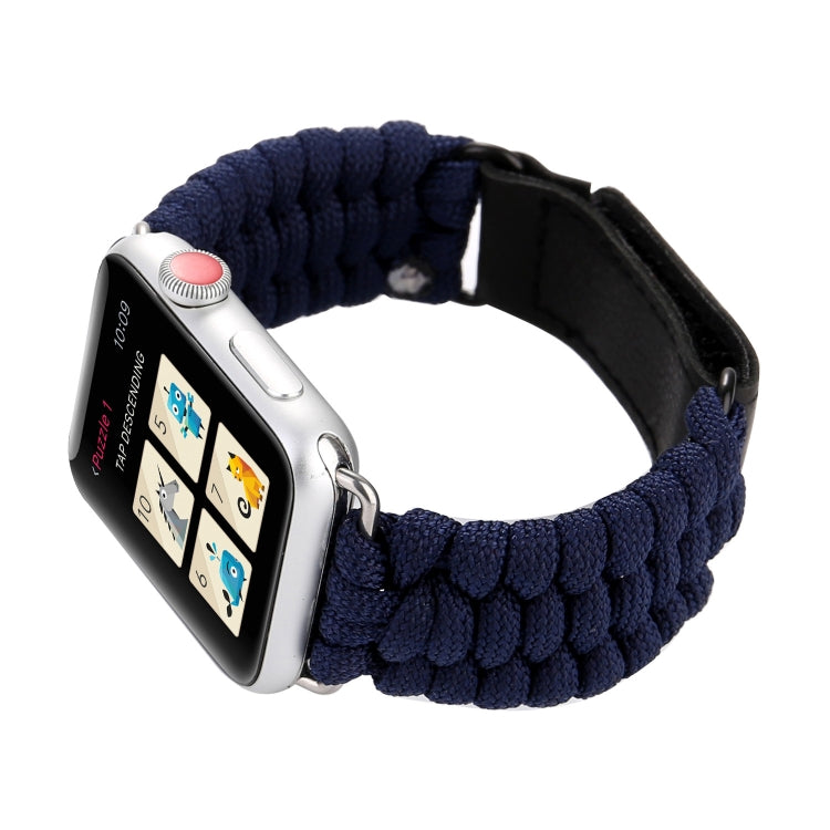 Magic Paste Echtes Leder Regenschirmseil Nylon Armband mit Edelstahlschnalle für Apple Watch Ultra 49mm&Watch Ultra 2 49mm / Series 10 46mm / 9&8&7 45mm / SE 3&SE 2&6&SE&5&4 44mm / 3&2&1 42mm, 7 45mm / 6&SE&5&4 44mm / 3&2&1 42mm