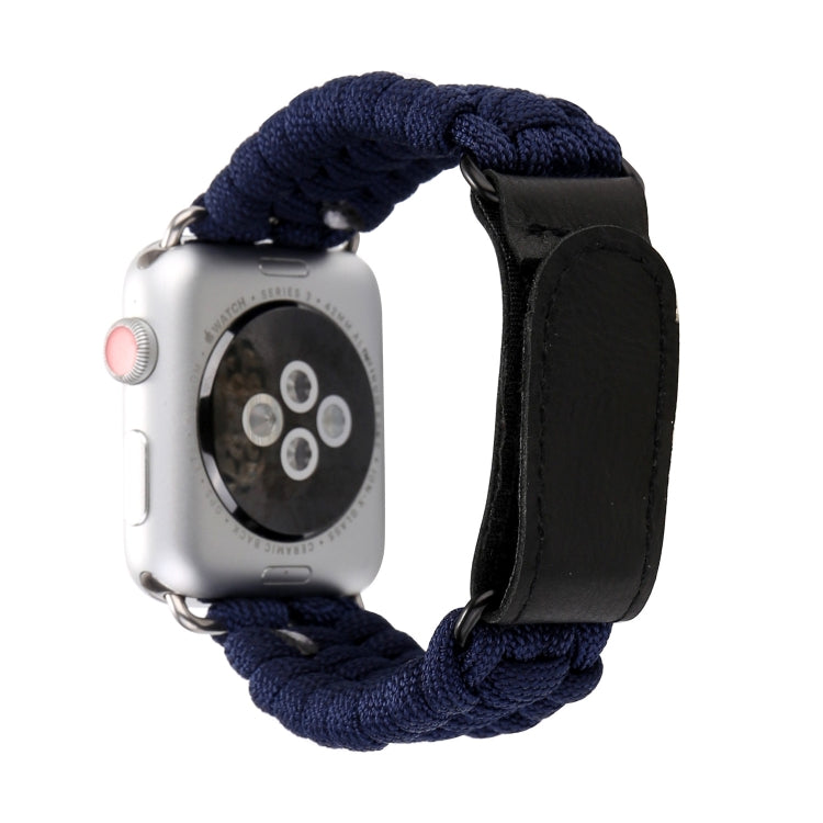 Magic Paste Echtes Leder Regenschirmseil Nylon Armband mit Edelstahlschnalle für Apple Watch Ultra 49mm&Watch Ultra 2 49mm / Series 10 46mm / 9&8&7 45mm / SE 3&SE 2&6&SE&5&4 44mm / 3&2&1 42mm, 7 45mm / 6&SE&5&4 44mm / 3&2&1 42mm