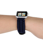 Magic Paste Echtes Leder Regenschirmseil Nylon Armband mit Edelstahlschnalle für Apple Watch Ultra 49mm&Watch Ultra 2 49mm / Series 10 46mm / 9&8&7 45mm / SE 3&SE 2&6&SE&5&4 44mm / 3&2&1 42mm, 7 45mm / 6&SE&5&4 44mm / 3&2&1 42mm