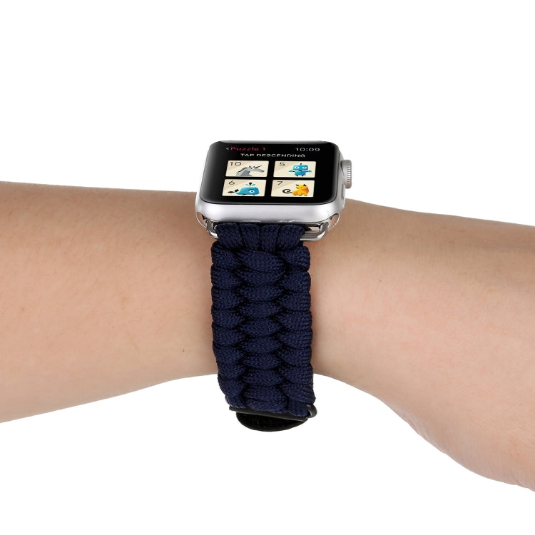 Magic Paste Echtes Leder Regenschirmseil Nylon Armband mit Edelstahlschnalle für Apple Watch Ultra 49mm&Watch Ultra 2 49mm / Series 10 46mm / 9&8&7 45mm / SE 3&SE 2&6&SE&5&4 44mm / 3&2&1 42mm, 7 45mm / 6&SE&5&4 44mm / 3&2&1 42mm
