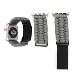 Magic Paste Echtes Leder Regenschirmseil Nylon Armband mit Edelstahlschnalle für Apple Watch Ultra 49mm&Watch Ultra 2 49mm / Series 10 46mm / 9&8&7 45mm / SE 3&SE 2&6&SE&5&4 44mm / 3&2&1 42mm, 7 45mm / 6&SE&5&4 44mm / 3&2&1 42mm