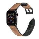 Armband aus TPU mit Crazy-Horse-Textur und Edelstahl für Apple Watch Series 7 (41 mm), 6, SE, 5, 4 (40 mm) und 3, 2, 1 (38 mm, 40 mm)