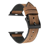 Armband aus TPU mit Crazy-Horse-Textur und Edelstahl für Apple Watch Series 7 (41 mm), 6, SE, 5, 4 (40 mm) und 3, 2, 1 (38 mm, 40 mm)