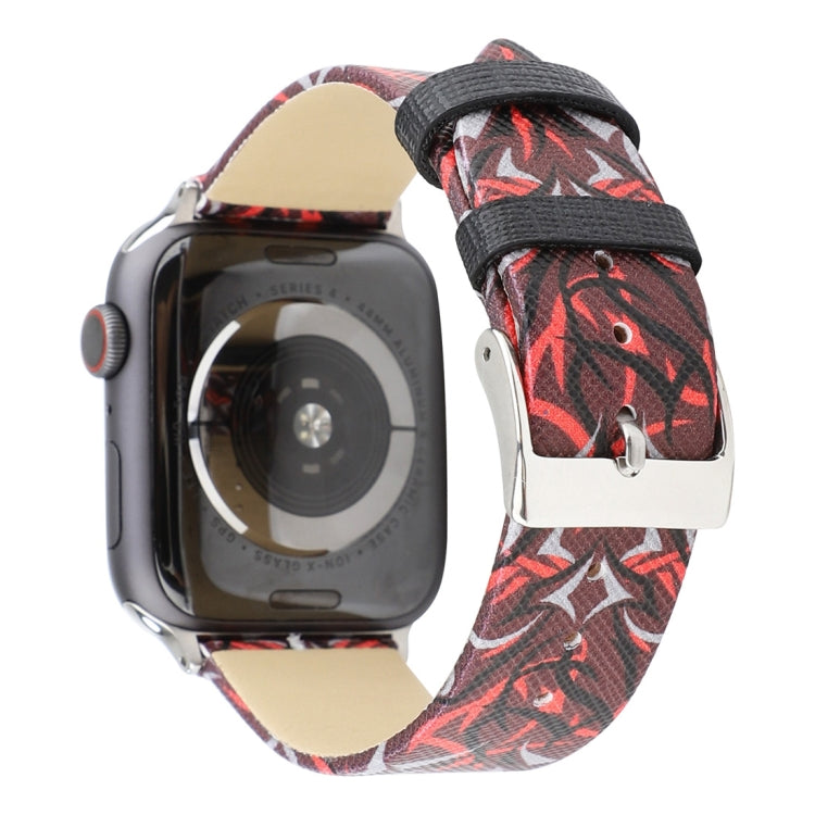 Echtleder-Uhrenarmband mit Dornenmuster für Apple Watch Series 10 42 mm / 9, 8 und 7 41 mm / SE 3, SE 2, 6, SE 5 und 4 40 mm / 3, 2 und 1 38 mm und 40 mm