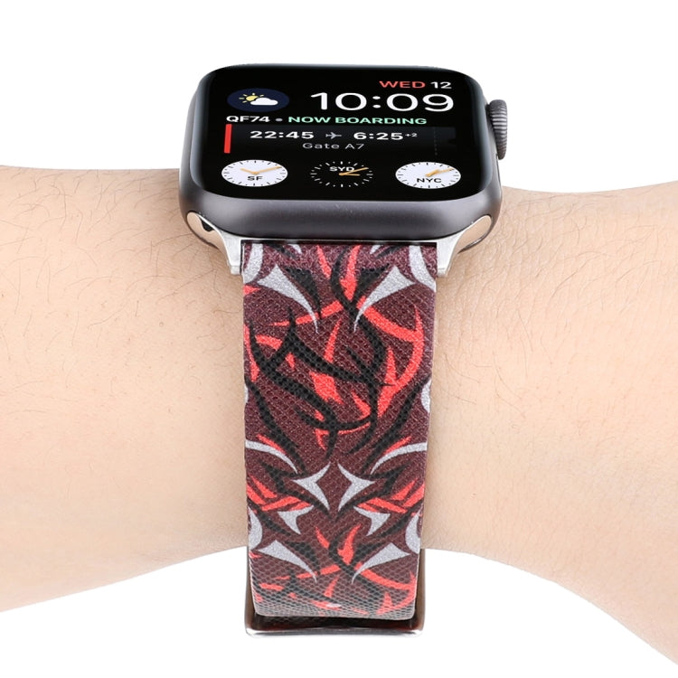 Echtleder-Uhrenarmband mit Dornenmuster für Apple Watch Series 10 42 mm / 9, 8 und 7 41 mm / SE 3, SE 2, 6, SE 5 und 4 40 mm / 3, 2 und 1 38 mm und 40 mm