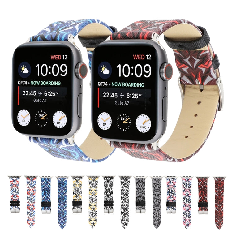 Echtleder-Uhrenarmband mit Dornenmuster für Apple Watch Series 10 42 mm / 9, 8 und 7 41 mm / SE 3, SE 2, 6, SE 5 und 4 40 mm / 3, 2 und 1 38 mm und 40 mm