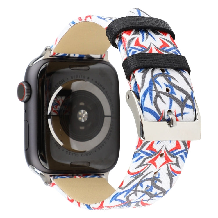 Echtleder-Uhrenarmband mit Dornenmuster für Apple Watch Ultra 49 mm &amp; Watch Ultra 2 49 mm / Series 10 46 mm / 9 &amp; 8 &amp; 7 45 mm / SE 3 &amp; SE 2 &amp; 6 &amp; SE &amp; 5 &amp; 4 44 mm / 3 &amp; 2 &amp; 1 42 mm, 44 mm