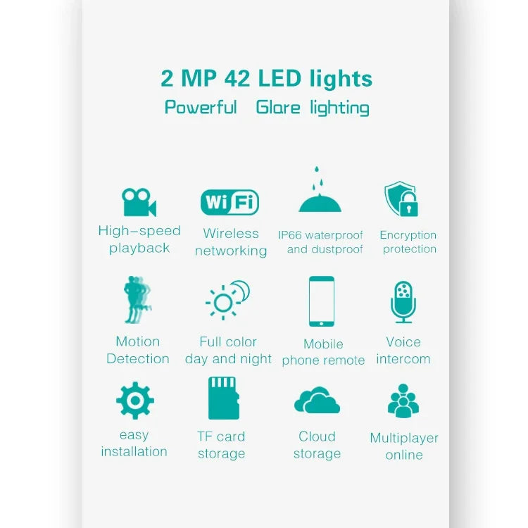 DP16 2,0 Megapixel 42 LEDs Gartenlicht-Smart-Kamera, unterstützt Bewegungserkennung / Nachtsicht / Sprach-Gegensprechanlage / TF-Karte, AU-Stecker, DP16