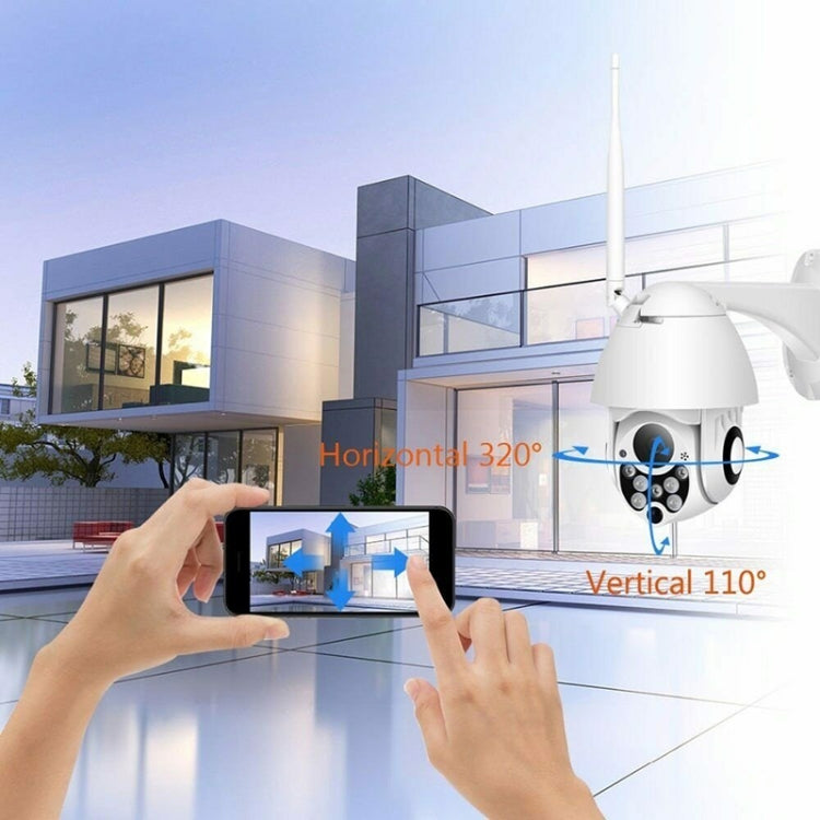 Kabellose HD-PTZ-Überwachungskamera für den Außenbereich, IP66 wasserdicht, Netzwerk-Dome-Kamera mit Nachtsicht- und Bewegungserkennung, TF-Kartensteckplatz, US-Stecker, 2,0 MP