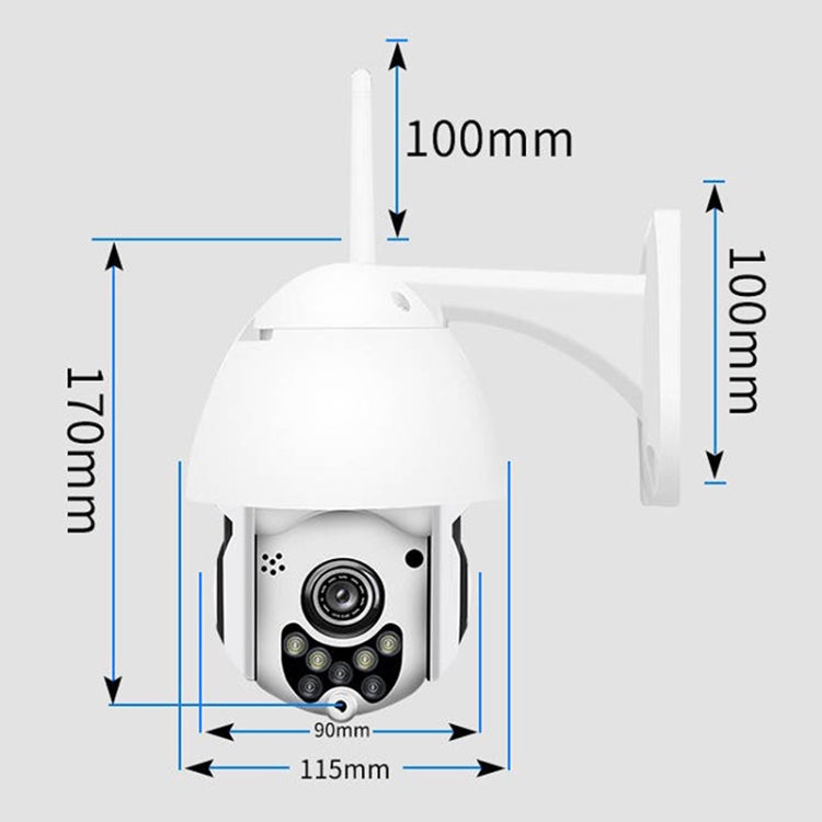 Kabellose HD-PTZ-Überwachungskamera für den Außenbereich, IP66 wasserdicht, Netzwerk-Dome-Kamera mit Nachtsicht- und Bewegungserkennung, TF-Kartensteckplatz, US-Stecker, 2,0 MP