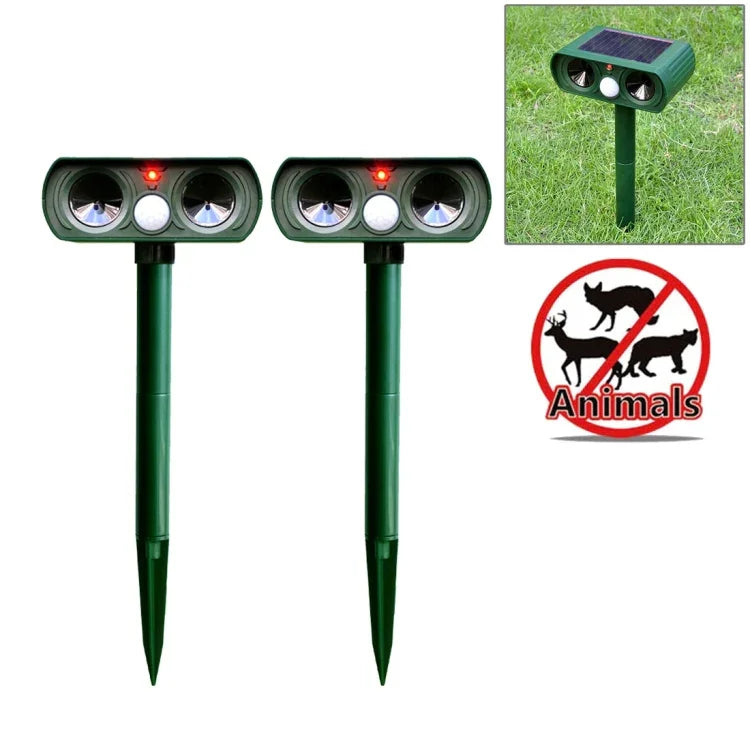 2 STK Leistungsstarker Solar-Ultraschall-Tiervertreiber mit PIR-Sensor und Lichtsensor, CE / ROHS-zertifiziert, 2 STK RC-510