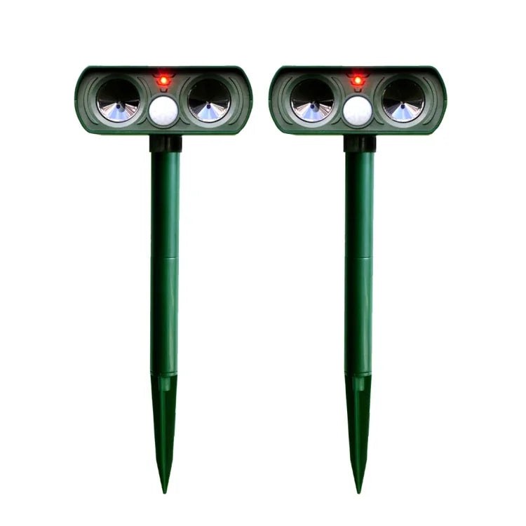 2 STK Leistungsstarker Solar-Ultraschall-Tiervertreiber mit PIR-Sensor und Lichtsensor, CE / ROHS-zertifiziert, 2 STK RC-510