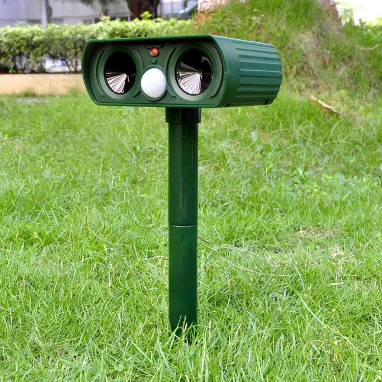 2 STK Leistungsstarker Solar-Ultraschall-Tiervertreiber mit PIR-Sensor und Lichtsensor, CE / ROHS-zertifiziert, 2 STK RC-510
