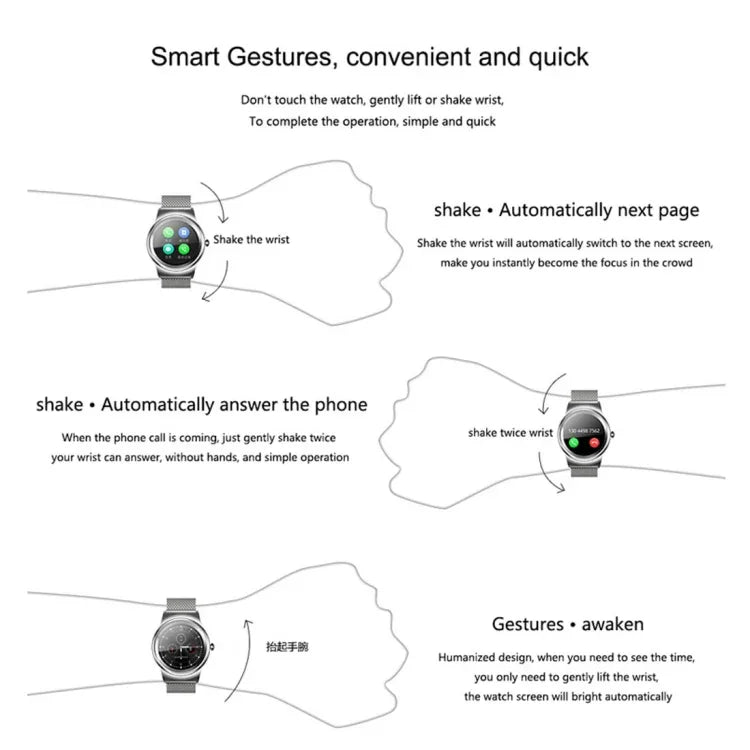 SMA-Round 1,28-Zoll-Farb-Touchscreen-Bluetooth-Smartwatch, wasserdicht, unterstützt Sprachsteuerung, Herzfrequenzmessung, Schlafüberwachung und Bluetooth-Kamera, kompatibel mit Android und iOS