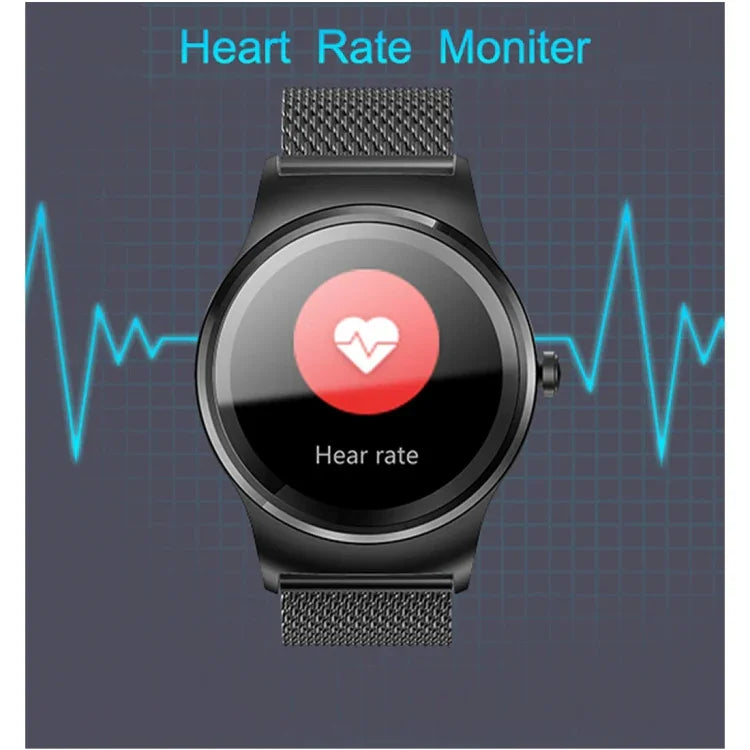 SMA-Round 1,28-Zoll-Farb-Touchscreen-Bluetooth-Smartwatch, wasserdicht, unterstützt Sprachsteuerung, Herzfrequenzmessung, Schlafüberwachung und Bluetooth-Kamera, kompatibel mit Android und iOS