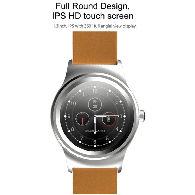 SMA-Round 1,28-Zoll-Farb-Touchscreen-Bluetooth-Smartwatch, wasserdicht, unterstützt Sprachsteuerung, Herzfrequenzmessung, Schlafüberwachung und Bluetooth-Kamera, kompatibel mit Android und iOS