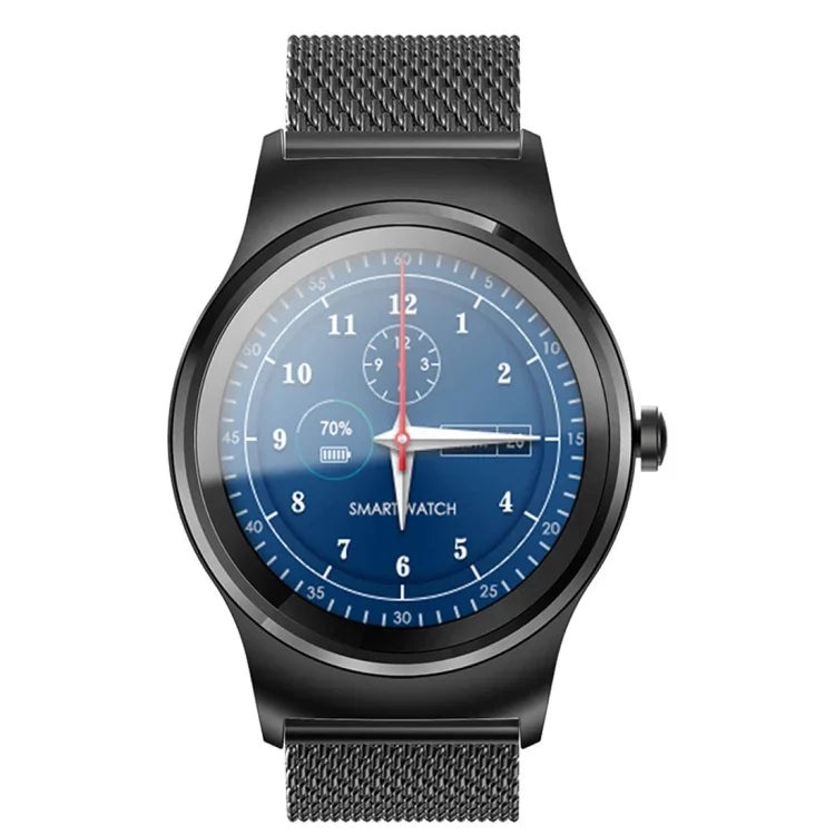 SMA-Round 1,28-Zoll-Farb-Touchscreen-Bluetooth-Smartwatch, wasserdicht, unterstützt Sprachsteuerung, Herzfrequenzmessung, Schlafüberwachung und Bluetooth-Kamera, kompatibel mit Android und iOS