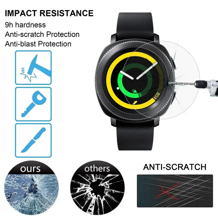 2 Stück ENKAY Hat-Prince Displayschutzfolie aus gehärtetem Glas für Samsung Gear Sport Smartwatch, 0,2 mm, 9H Oberflächenhärte, 2,15D explosionsgeschützt, für Samsung Gear Sport (2 Stück)