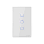 Sonoff T2 Touch 120mm gehärtetes Glas Panel Wandschalter Smart Home Licht Touch-Schalter, Kompatibel mit Alexa und Google Home, AC 100V-240V, US-Stecker, 120mm/ 3 US-Stecker
