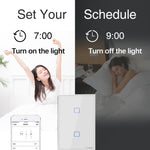 Sonoff T2 Touch 120mm gehärtetes Glas Panel Wandschalter Smart Home Licht Touch-Schalter, Kompatibel mit Alexa und Google Home, AC 100V-240V, US-Stecker, 120mm/ 3 US-Stecker