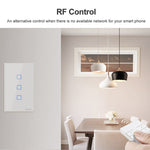 Sonoff T2 Touch 120mm gehärtetes Glas Panel Wandschalter Smart Home Licht Touch-Schalter, Kompatibel mit Alexa und Google Home, AC 100V-240V, US-Stecker, 120mm/ 3 US-Stecker