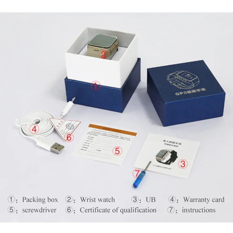 D99+ 1,22 Zoll HD LCD-Bildschirm GPS-Smartwatch für Senioren, wasserdicht, unterstützt GPS + LBS + WLAN-Ortung / Zwei-Wege-Wahl / Sprachüberwachung / Erste-Hilfe-Funktion per Knopfdruck / Alarm bei Handgelenksablösung / Sicherheitszaun, D99+ Roségold