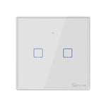 Sonoff T2 Touch 86mm gehärtetes Glas Panel Wandschalter Smart Home Licht Touch-Schalter, kompatibel mit Alexa und Google Home, AC 100V-240V, EU-Stecker, 86mm/ 2 EU-Stecker