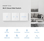 Sonoff T2 Touch 86mm gehärtetes Glas Panel Wandschalter Smart Home Licht Touch-Schalter, kompatibel mit Alexa und Google Home, AC 100V-240V, EU-Stecker, 86mm/ 2 EU-Stecker