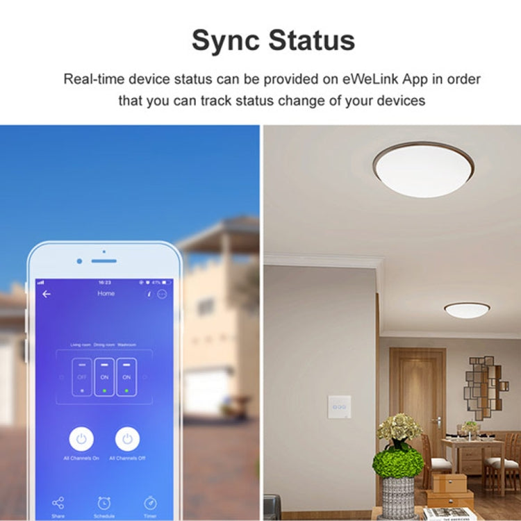 Sonoff T2 Touch 86mm gehärtetes Glas Panel Wandschalter Smart Home Licht Touch-Schalter, kompatibel mit Alexa und Google Home, AC 100V-240V, EU-Stecker, 86mm/ 2 EU-Stecker