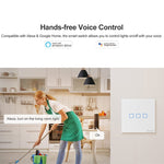 Sonoff T2 Touch 86mm gehärtetes Glas Panel Wandschalter Smart Home Licht Touch-Schalter, kompatibel mit Alexa und Google Home, AC 100V-240V, EU-Stecker, 86mm/ 2 EU-Stecker
