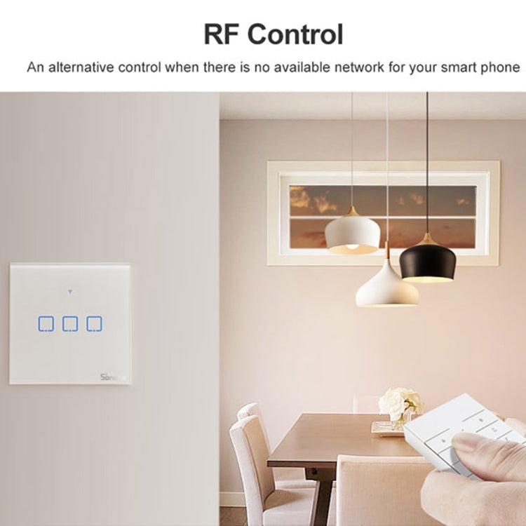 Sonoff T2 Touch 86mm gehärtetes Glas Panel Wandschalter Smart Home Licht Touch-Schalter, kompatibel mit Alexa und Google Home, AC 100V-240V, EU-Stecker, 86mm/ 2 EU-Stecker