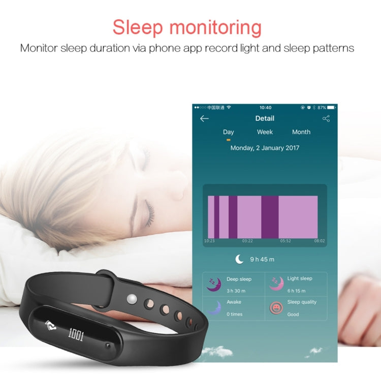 CHIGU C6 0,69 Zoll OLED-Display Bluetooth-Smart-Armband, unterstützt Herzfrequenzmessung / Schrittzähler / Anruferinnerung / Schlafüberwachung / Bewegungserinnerung / Alarm / Anti-Verlust-Funktion, kompatibel mit Android- und iOS-Telefonen