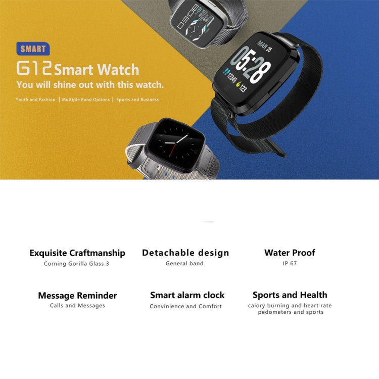 DTNO.1 G12 Smart-Armband mit 1,3-Zoll-OLED-Farbdisplay, IP67 wasserdicht, Nylonarmband, unterstützt Anruferinnerung, Herzfrequenzmessung, Bewegungserinnerung und Multisport-Modus.