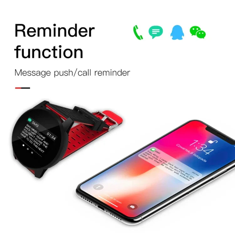 KY108 Smart-Armband, 1,3 Zoll (3,3 cm), 240 x 240 Pixel Auflösung, IP67 wasserdicht, unterstützt Anruferinnerung, Herzfrequenzmessung, Schlafüberwachung, Blutdruckmessung und Blutsauerstoffmessung