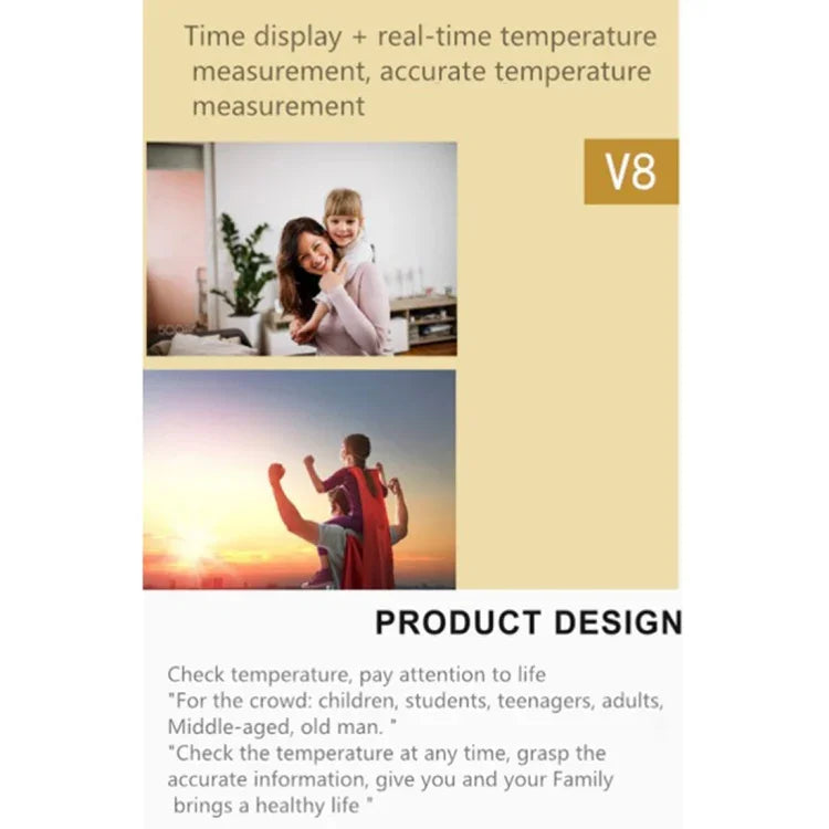 V8 Smart-Temperaturüberwachungsarmband, Temperaturmessbereich: 30–45 Grad Celsius