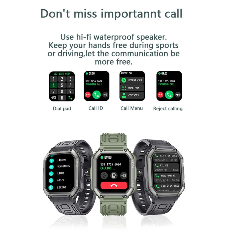 KR06 Wasserdichte Schrittzähler-Sport-Smartwatch, unterstützt Herzfrequenz-/Blutdruckmessung/Bluetooth-Anrufe