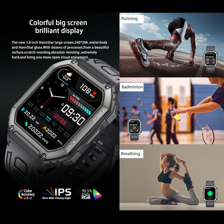 KR06 Wasserdichte Schrittzähler-Sport-Smartwatch, unterstützt Herzfrequenz-/Blutdruckmessung/Bluetooth-Anrufe