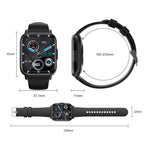DM60 1,83 Zoll wasserdichte Smartwatch, unterstützt Körpertemperatur-, Herzfrequenz-, Blutsauerstoff- und Blutdruckmessung
