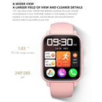 DM60 1,83 Zoll wasserdichte Smartwatch, unterstützt Körpertemperatur-, Herzfrequenz-, Blutsauerstoff- und Blutdruckmessung