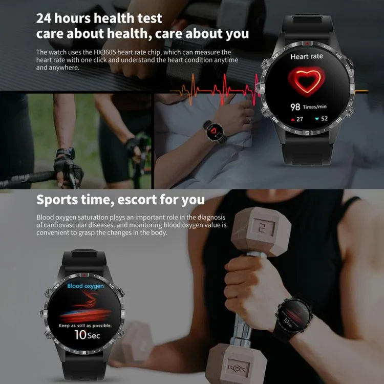 HAMTOD GT45 1,6 Zoll wasserdichte Smartwatch, unterstützt Bluetooth-Anrufe / Herzfrequenz- / Blutsauerstoffmessung