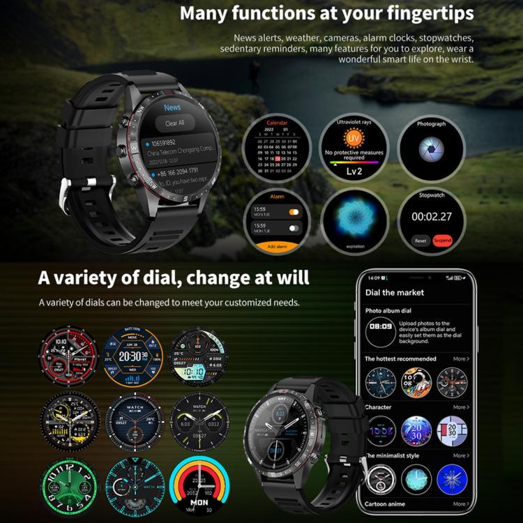 HAMTOD GT45 1,6 Zoll wasserdichte Smartwatch, unterstützt Bluetooth-Anrufe / Herzfrequenz- / Blutsauerstoffmessung