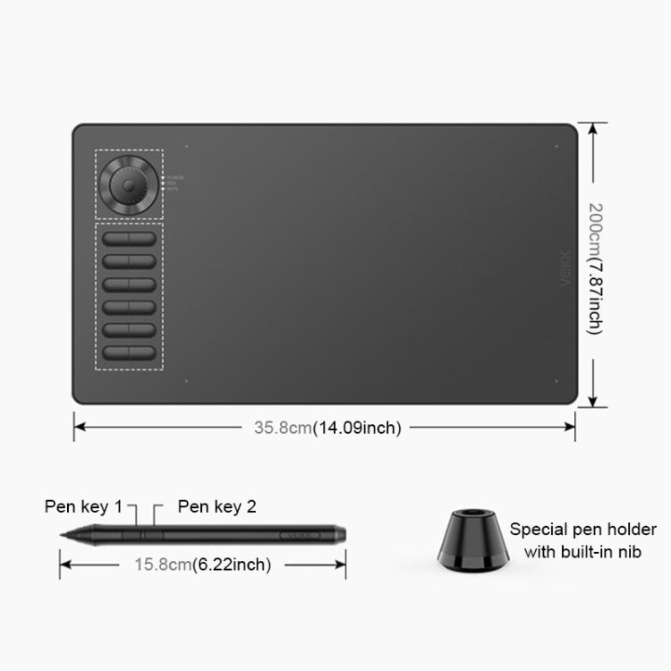 VEIKK A15PRO 10x6 Zoll 5080 LPI Typ-C Schnittstelle Smart Touch Elektronisches Grafiktablett