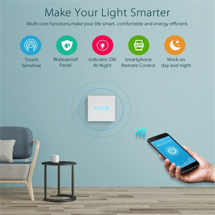 NEO NAS-SC03W Kabelloser WiFi EU Smart Lichtsteuerungsschalter 3-fach, 3-fach