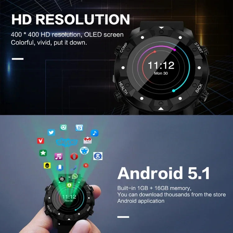 S3 1,39 Zoll OLED-Display Bluetooth-Smartwatch, IP67 wasserdicht, unterstützt Kompass / Herzfrequenzmesser / SIM-Karte / GPS-Navigation, kompatibel mit Android- und iOS-Telefonen