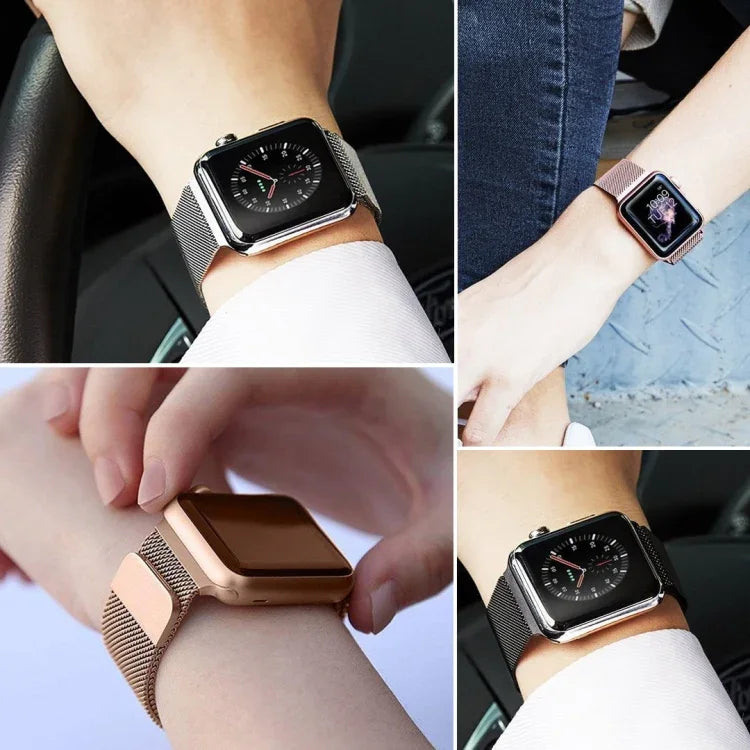 Magnetisches Edelstahl-Armband im Milanaise-Stil für Apple Watch Ultra 49 mm &amp; Watch Ultra 2 49 mm / Series 10 46 mm / 9 &amp; 8 &amp; 7 45 mm / SE 3 &amp; SE 2 &amp; 6 &amp; SE &amp; 5 &amp; 4 44 mm / 3 &amp; 2 &amp; 1 42 mm