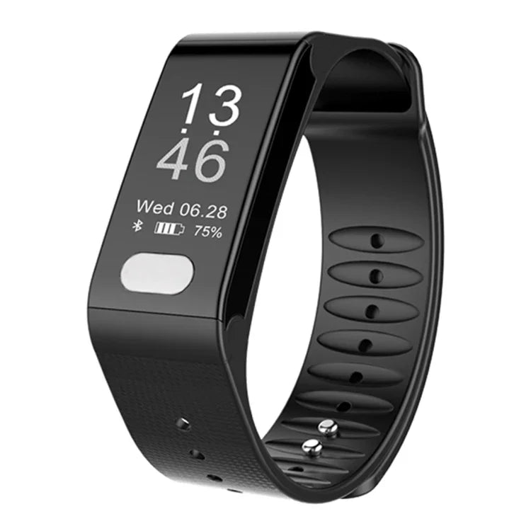 TLW T6 Fitness-Tracker mit 0,96-Zoll-OLED-Display, Smart-Armband, unterstützt Sportmodus, EKG, Herzfrequenzmessung, Blutdruckmessung und Schlafüberwachung. Erhältlich in Schwarz, Blau und Rot.