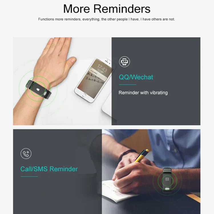 TLW T6 Fitness-Tracker mit 0,96-Zoll-OLED-Display, Smart-Armband, unterstützt Sportmodus, EKG, Herzfrequenzmessung, Blutdruckmessung und Schlafüberwachung. Erhältlich in Schwarz, Blau und Rot.