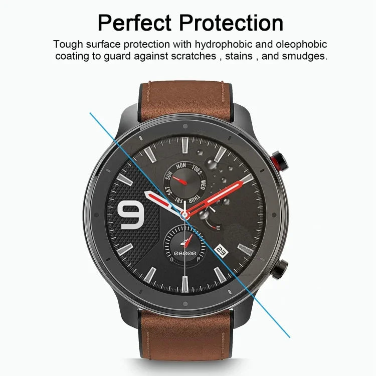 Für Amazfit GTR 47 mm 0,26 mm 2,5D 9H Displayschutzfolie aus gehärtetem Glas, für Amazfit GTR 47 mm