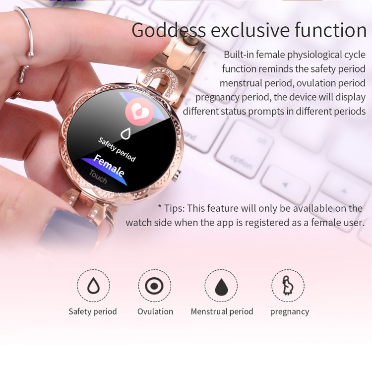 AK15 Modisches Smart-Armband für Damen, 1,08-Zoll-Farb-LCD-Bildschirm, IP67 wasserdicht, unterstützt Herzfrequenzmessung, Schlafüberwachung und Fernauslöser für Fotos